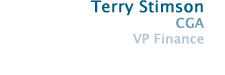 Terry Stimson, CGA, VP Finance